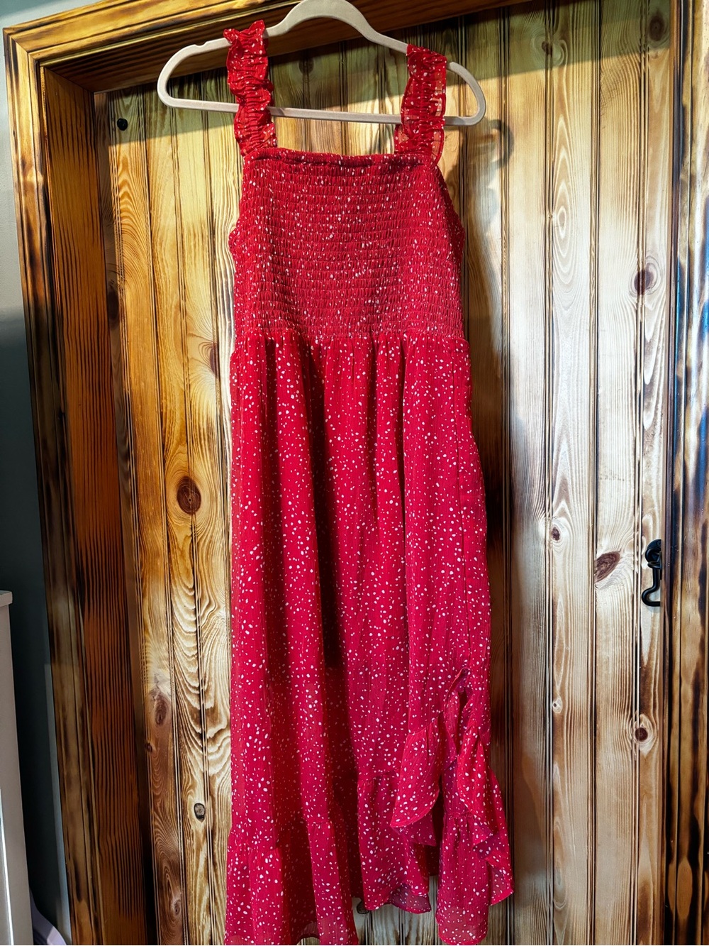 Maurices Red Maxi Dress with Ruffle Straps